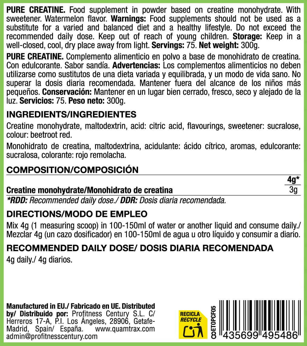 Pure Creatina 200 Mesh - 300g - Sandias De Gominola - Creatina Monohidrato - Quamtrax_5