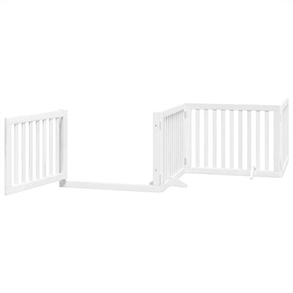 Vidaxl Puerta Para Perros Plegable 4 Paneles Madera Álamo Blanca 320cm_3