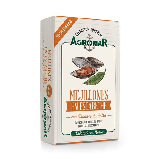 Mejillones en escabeche con vinagre de sidra 12/16 piezas