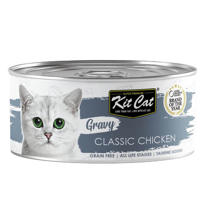 Kit Cat Lata Gravy - Pollo Classic 70 g Comida húmeda para gatos en salsa