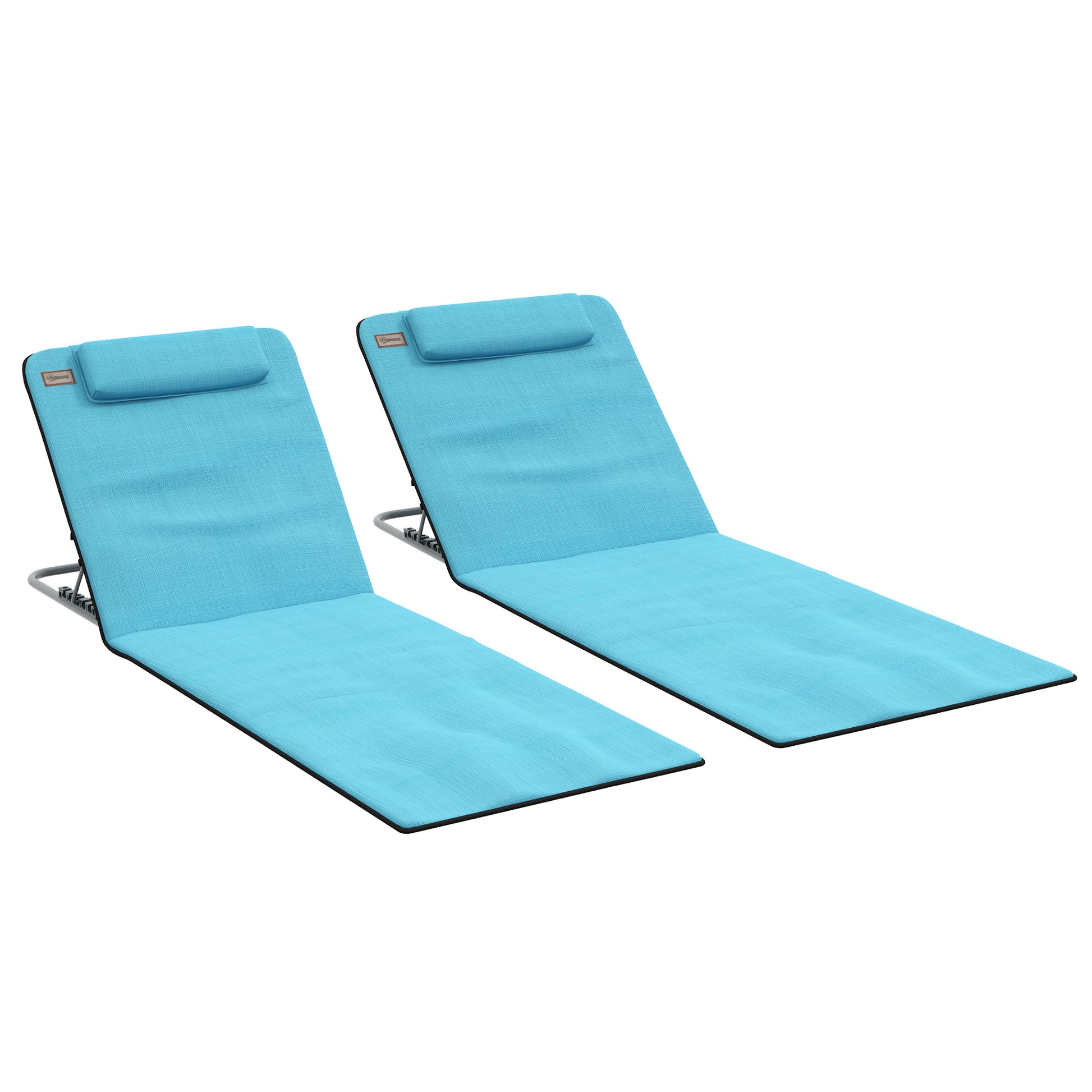 Outsunny Conjunto De 2 Esterillas De Playa Plegable 134x48x33-43 Cm Azul_0