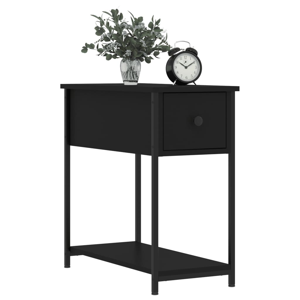Mesita De Noche Madera De Ingeniería Negra 30x60x60 Cm_1
