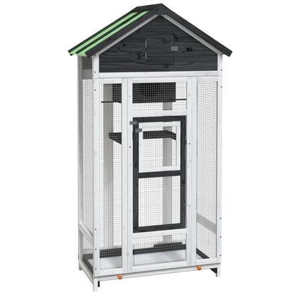 Vidaxl Casita Para Pájaros Madera Maciza Pino Gris 91,5x53x170 Cm_0