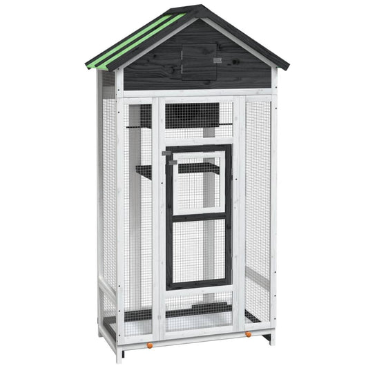 Vidaxl Casita Para Pájaros Madera Maciza Pino Gris 91,5x53x170 Cm_0