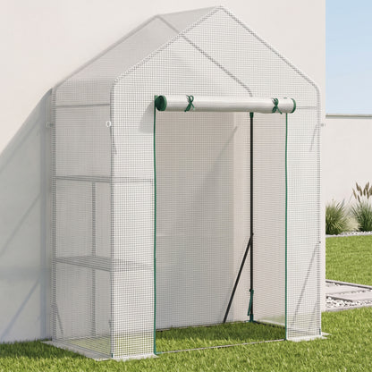 Invernadero De Jardín Con 2 Estantes Outsunny 143x73x195 Cm Blanco_1