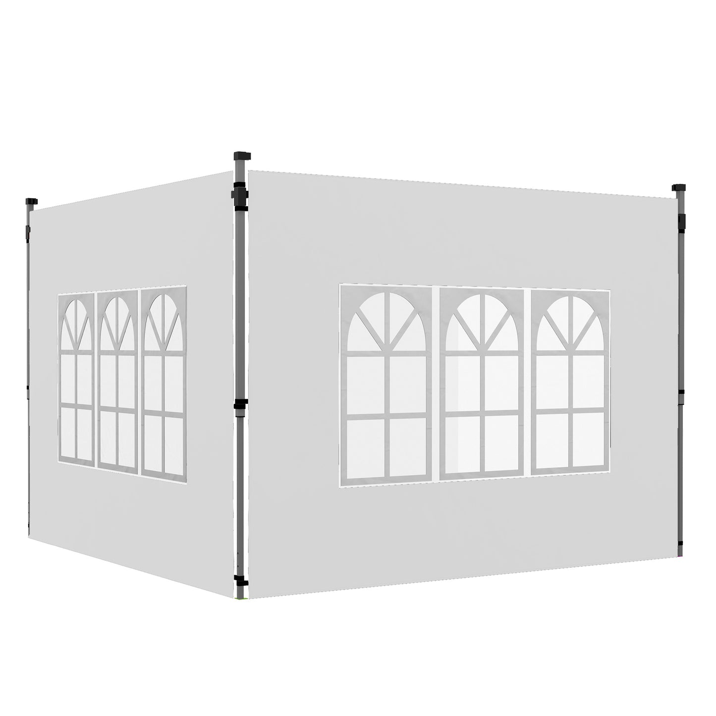 Outsunny Paredes Laterales Para Carpa De 2 Paneles 295x195 Cm Con Ventana Blanco_0