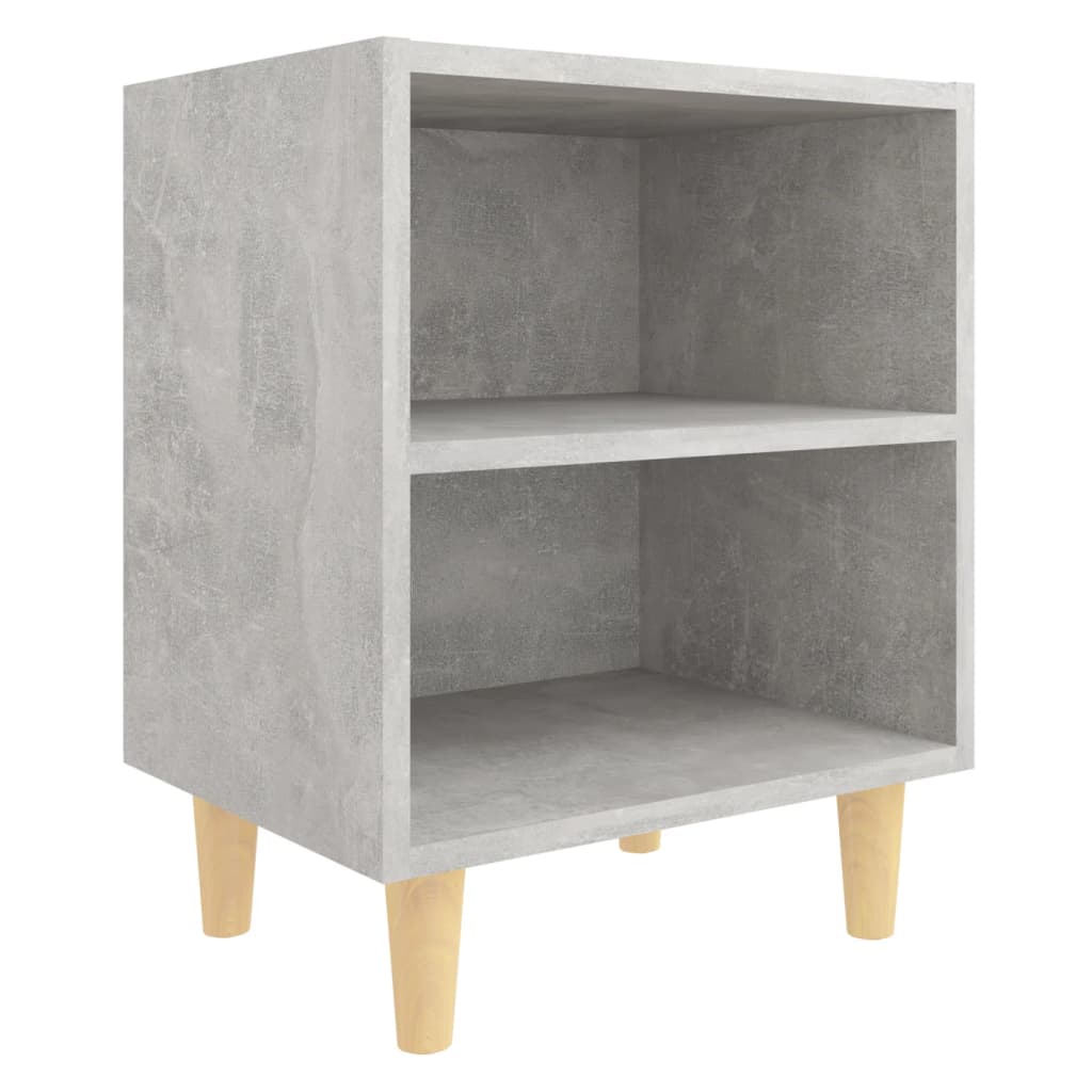 Mesitas De Noche 2 Uds Patas Madera Gris Hormigón 40x30x50 Cm_2