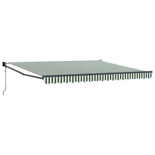 Toldo Retráctil Verde Y Blanco 400 X 300 Cm Poliéster Y Metal_0