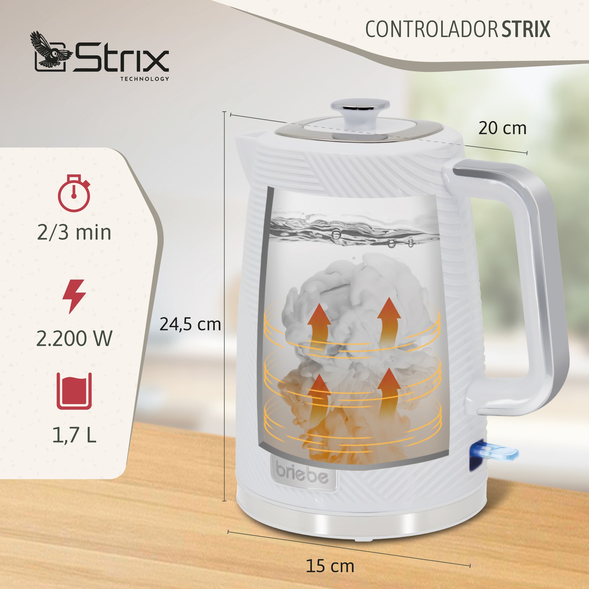 Briebe Elegance Set Tostadora Pan Ranura Ancha 2 Rebanadas + Hervidor Agua Eléctrico 1,7l Inalámbrico,skt1170wht,blanco_3