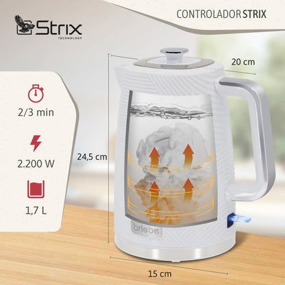 Briebe Elegance Set Tostadora Pan Ranura Ancha 2 Rebanadas + Hervidor Agua Eléctrico 1,7l Inalámbrico,skt1170wht,blanco_3