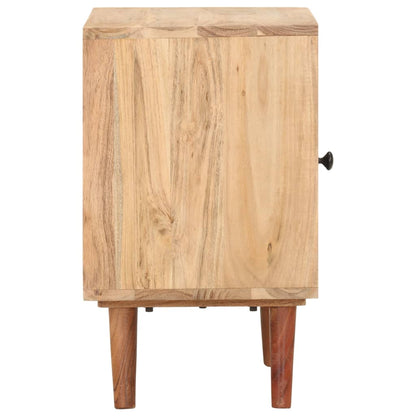 Mesita De Noche De Madera Maciza De Acacia 40x30x50 Cm_1