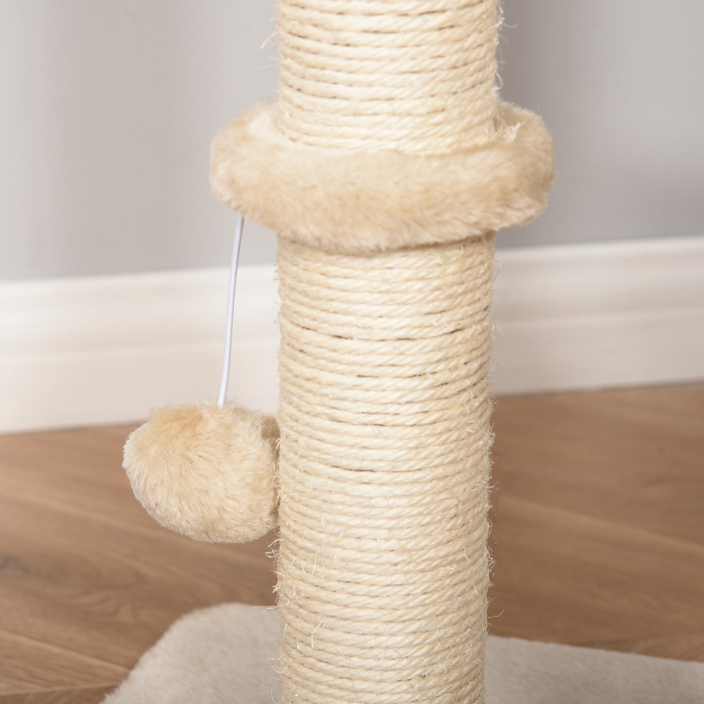 Pawhut Árbol Rascador De Gatos Caseta Bola Y Cuerda De Juego Poste De Sisal_4