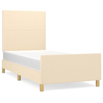 Estructura De Cama Con Cabecero De Tela Color Crema 90x200 Cm / Vetonek_1