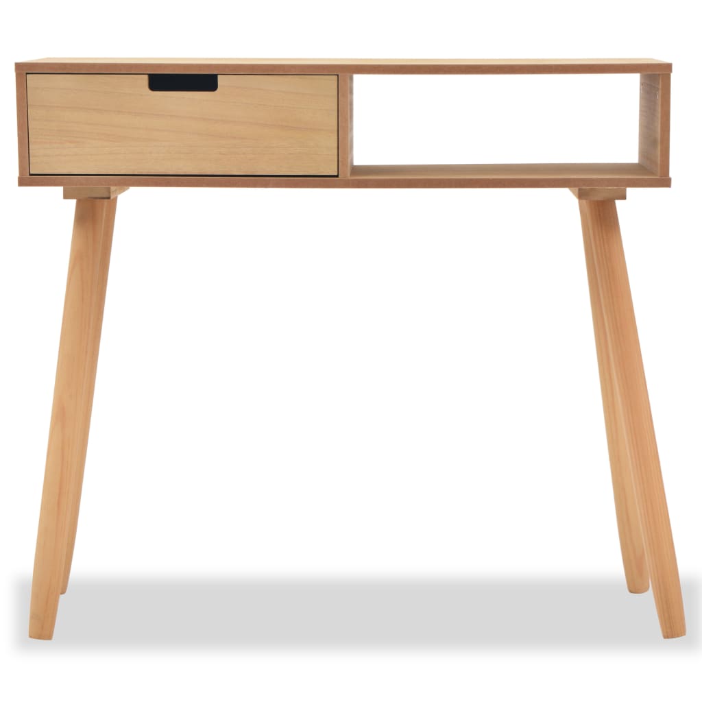 Mesa Consola De Madera Maciza De Pino 80x30x72 Cm Marrón_1