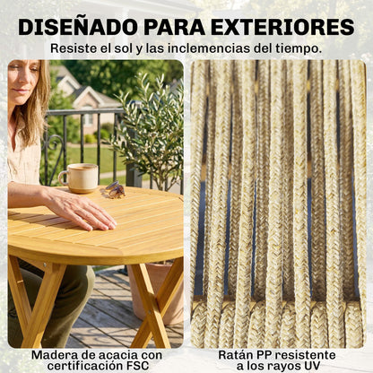 Outsunny Conjunto De Muebles De Jardín Con 2 Sillas Plegables Y Mesa Natural_5