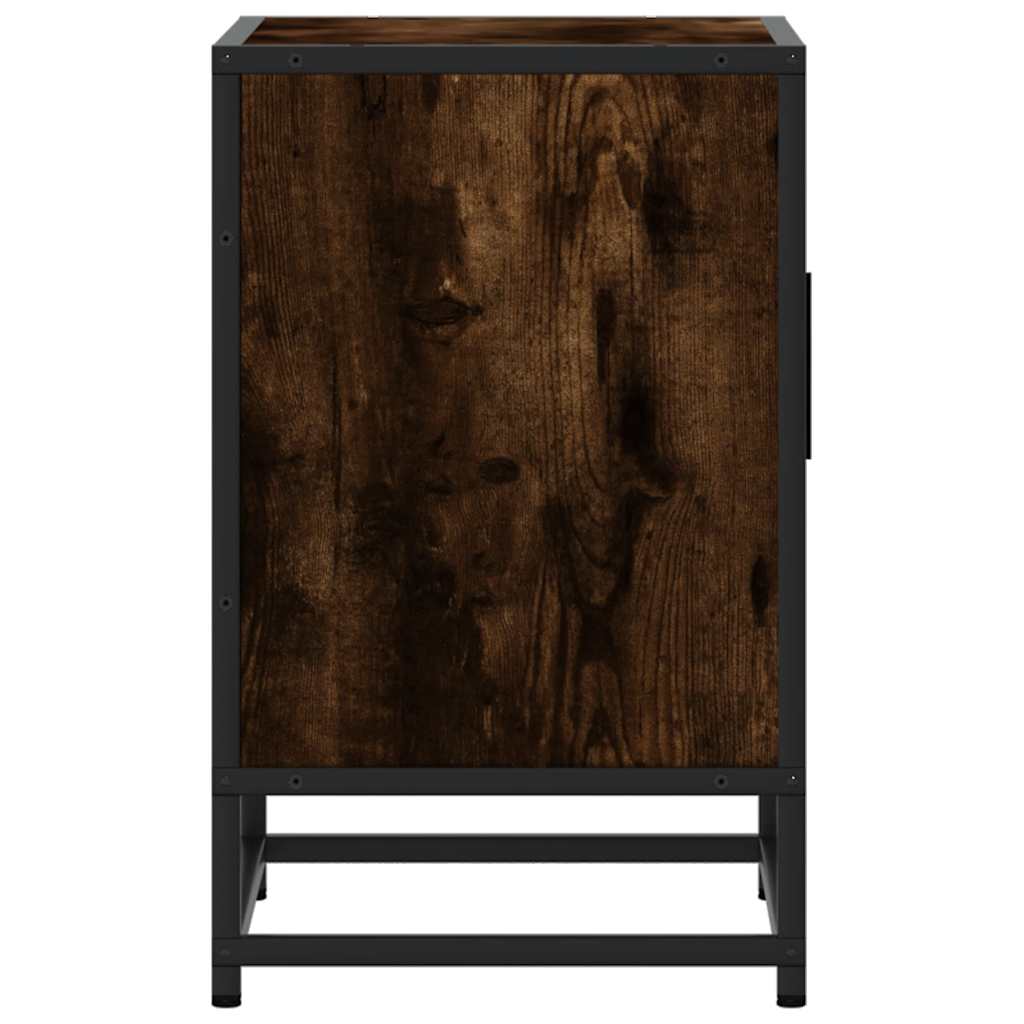 Mesita Noche Madera Ingeniería Roble Ahumado 40x31x50cm Metal_4