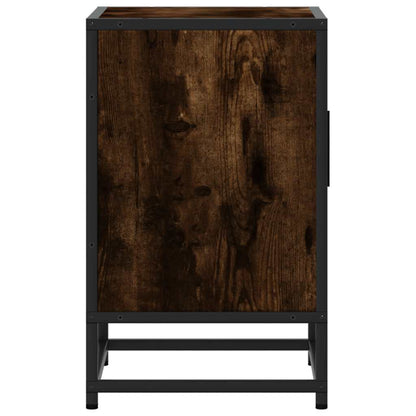 Mesita Noche Madera Ingeniería Roble Ahumado 40x31x50cm Metal_4