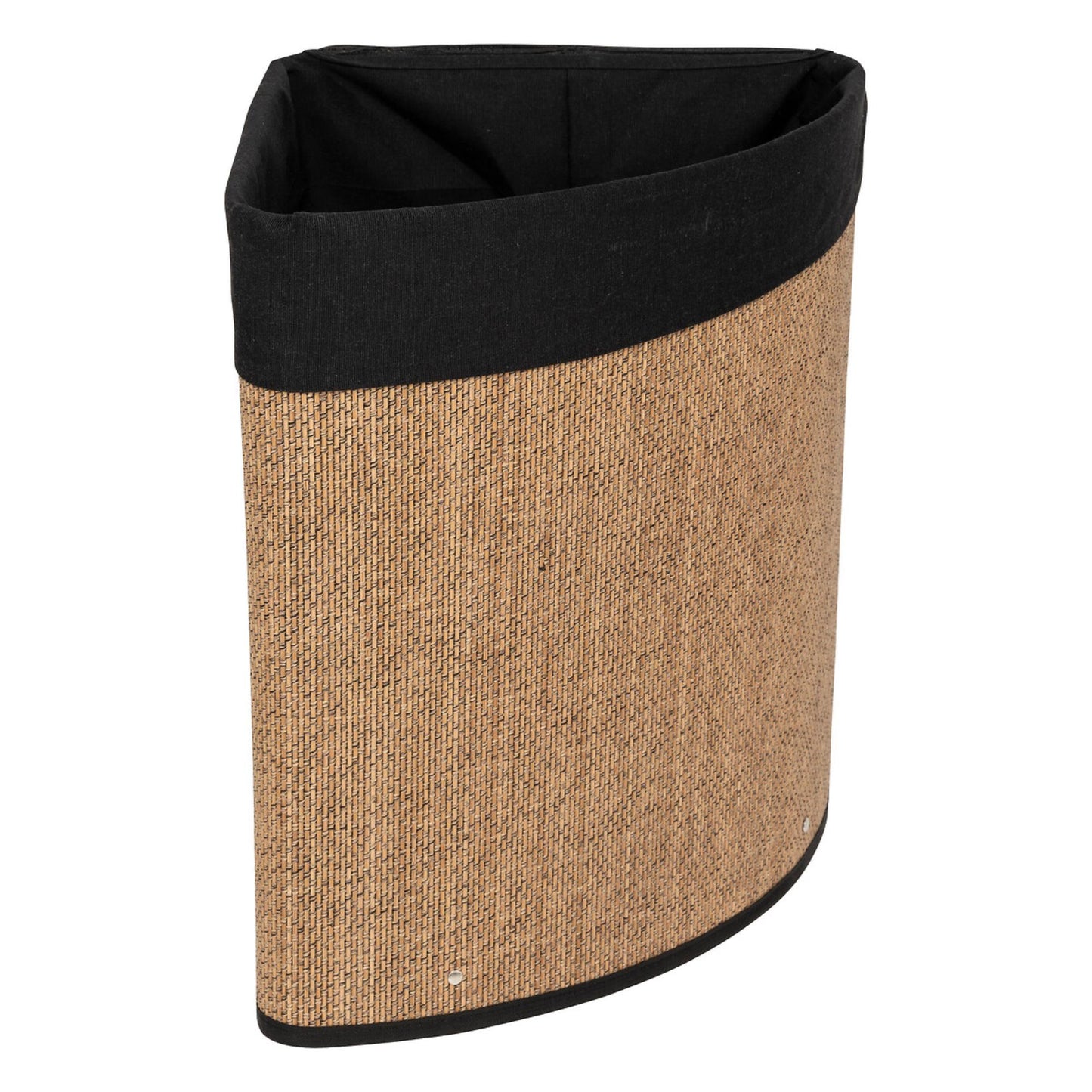 Cesta De Ropa Esquina 48l Bambú Y Tejido Negro_1