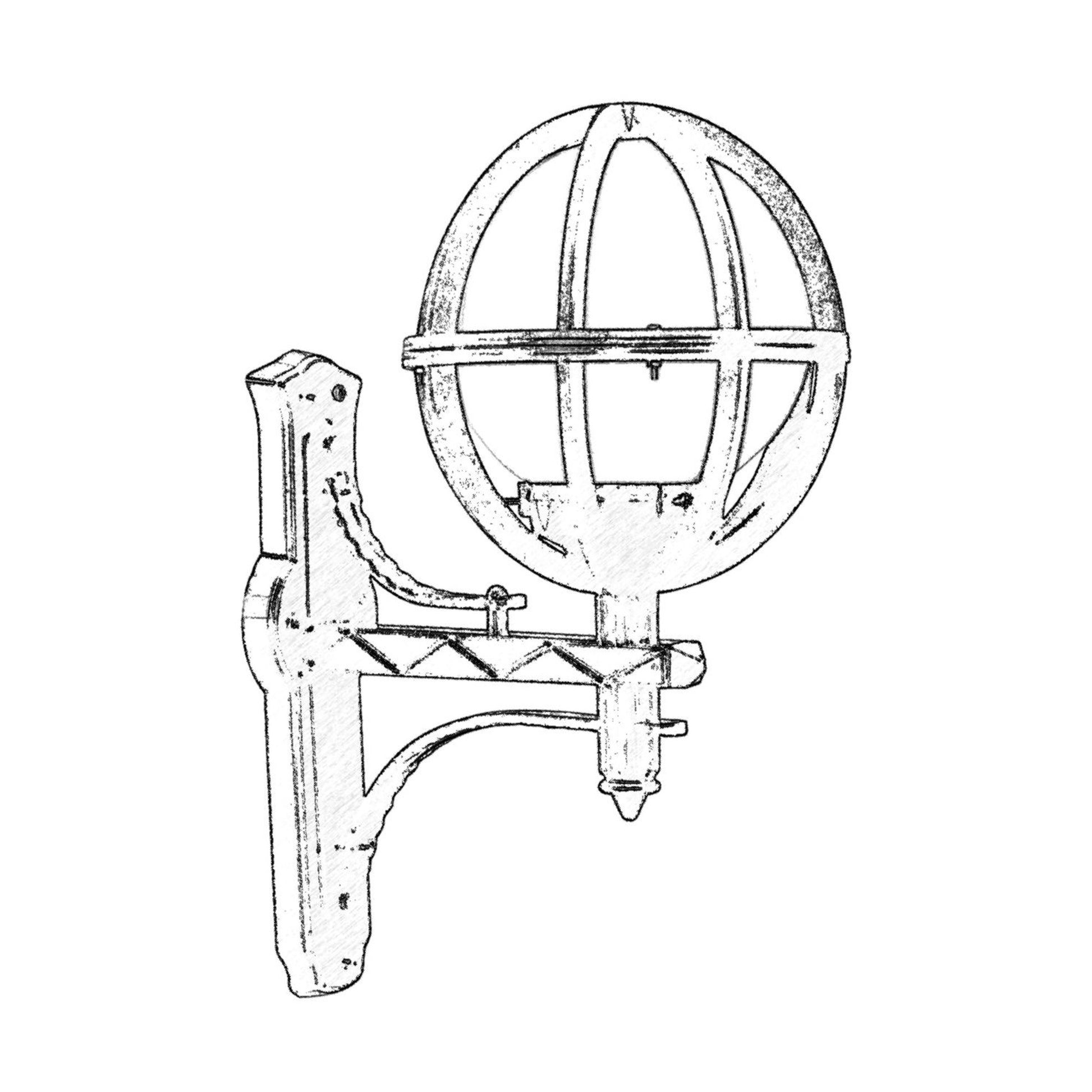 Aplique De Pared Globo En Ángulo Para Exterior, Abs , Negro, 35x23x50, Casquillo E 27 Max 60 W_1