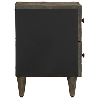 Mesita De Noche De Madera Maciza De Mango Gris Claro 40x33x46cm_2