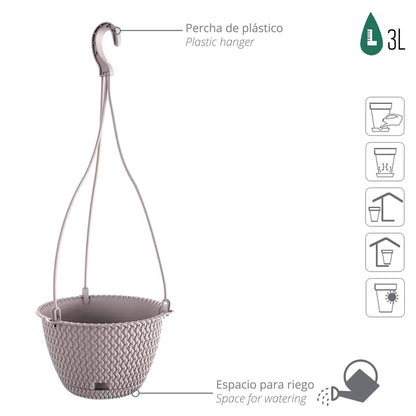 Macetero Colgante Splofy Round W 3l., Dimensiones (mm) 230x230x145, Color Mocca_2