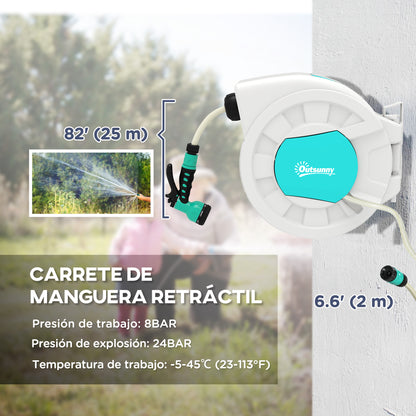 Outsunny Enrollador De Manguera Para Jardín De Pared 25+2 M Gris Claro_3