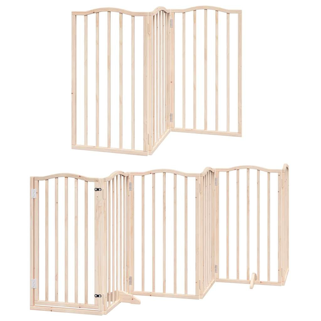 Vidaxl Puerta Para Perros Plegable 12 Paneles Madera De Álamo 600 Cm_0