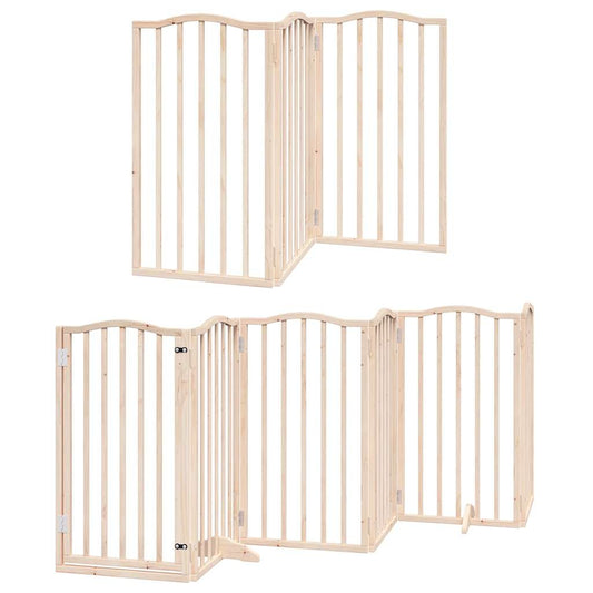 Vidaxl Puerta Para Perros Plegable 12 Paneles Madera De Álamo 600 Cm_0