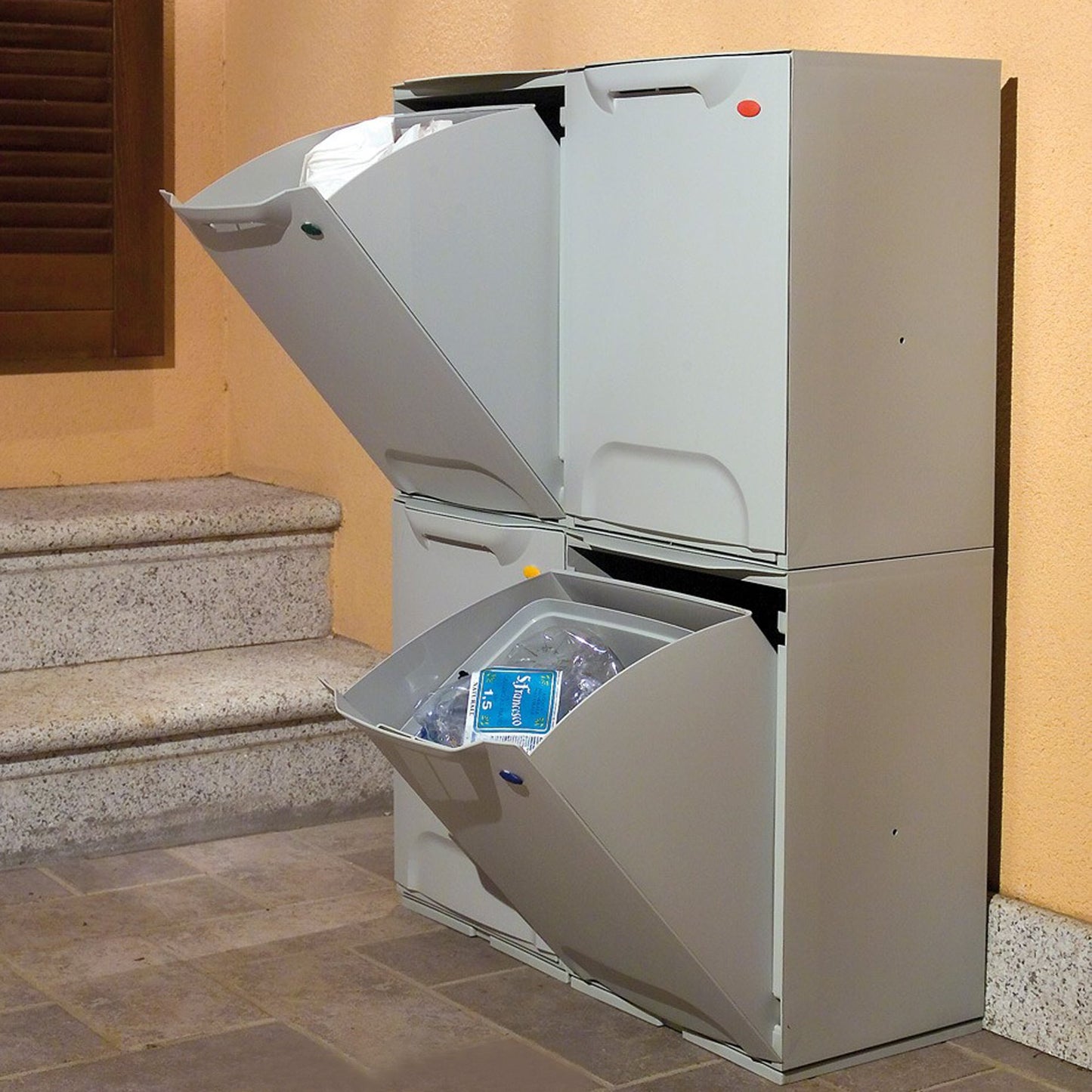 Papelera Reciclaje En Polipropileno Color Azul, Con Depósito 20 L En El Interior_5