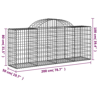 Cestas De Gaviones 25 Uds Forma De Arco Hierro 200x50x80/100 Cm_5