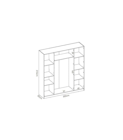 Armario Ropero Color Natural 4 Puertas Abatibles Huesa 215 Cm(alto)200 Cm(ancho)52 Cm(fondo)_2