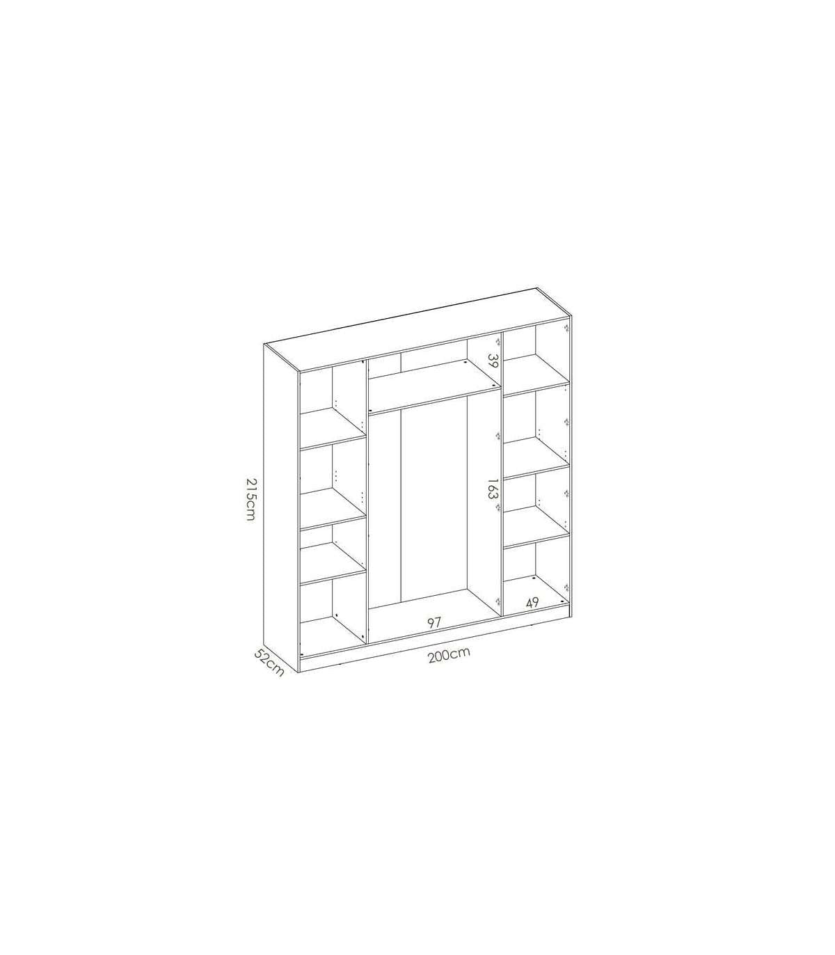 Armario Ropero En Blanco 4 Puertas Abatibles Huesa 215 Cm(alto)200 Cm(ancho)52 Cm(fondo)_2