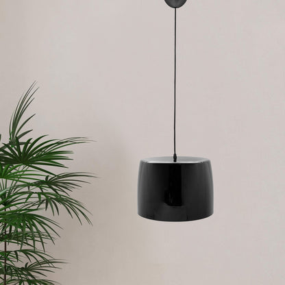 Lámpara Colgante De Techo Pantalla Redonda Negra Ø35x24cm
