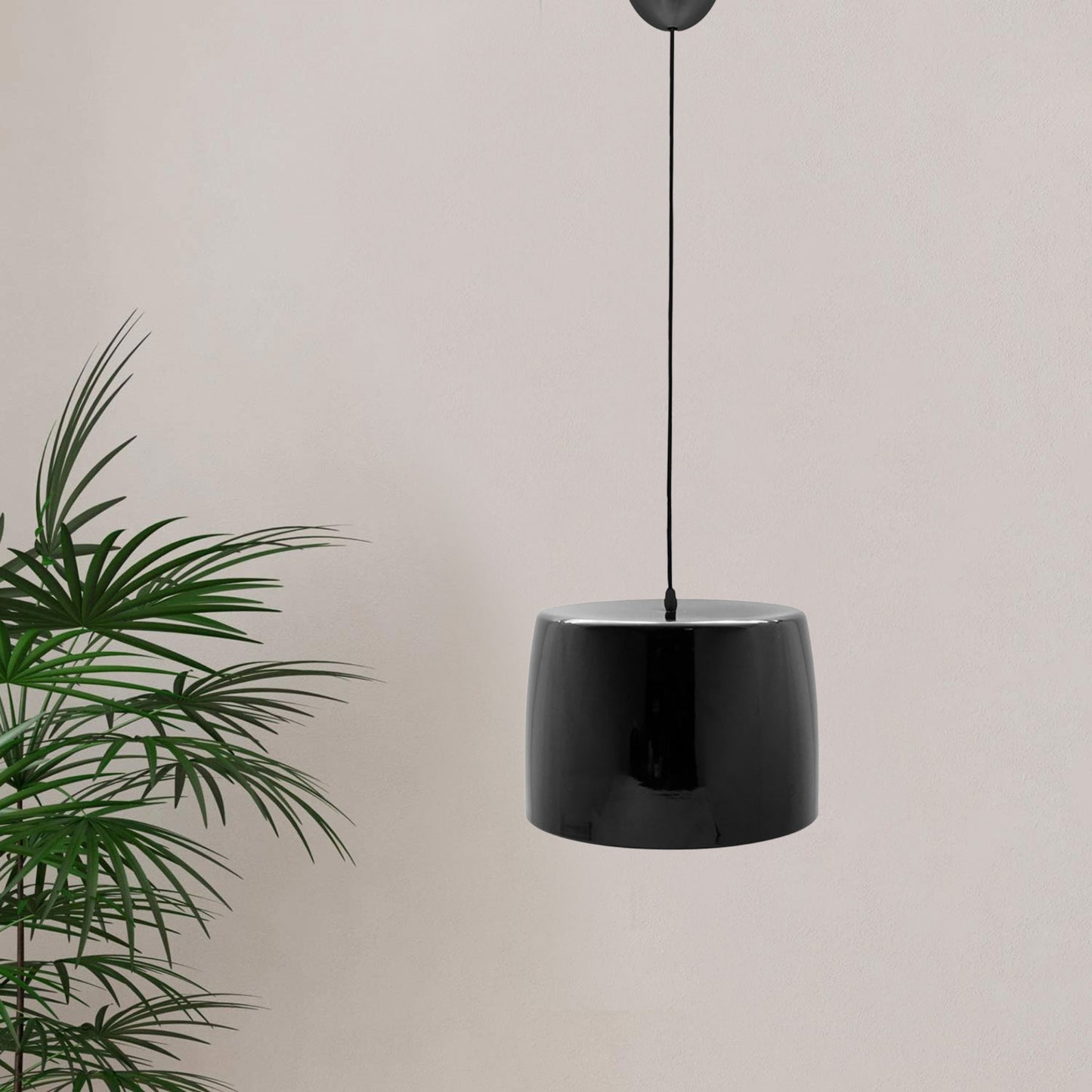 Lámpara Colgante De Techo Pantalla Redonda Negra Ø35x24cm_3