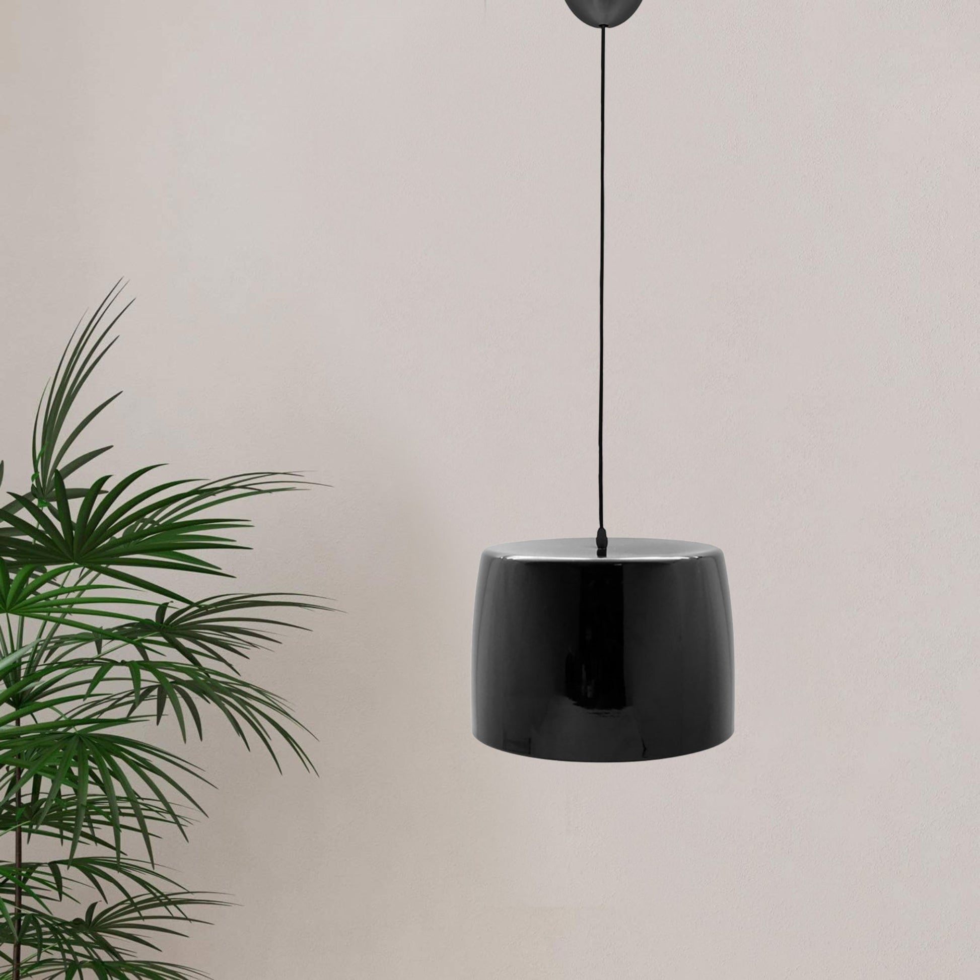 Lámpara Colgante De Techo Pantalla Redonda Negra Ø35x24cm_3