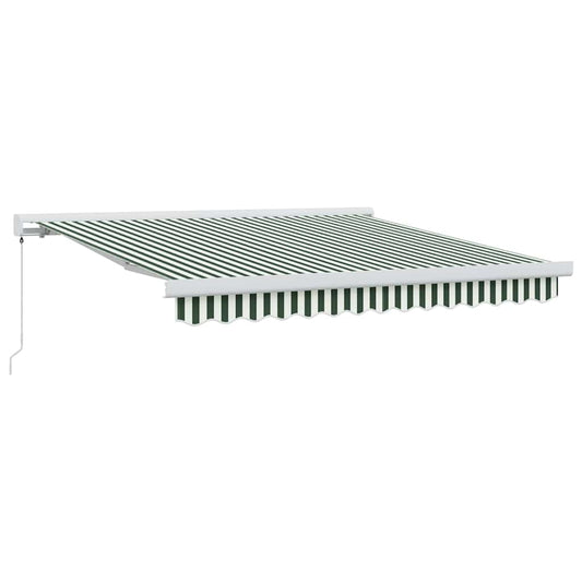 Toldo Retráctil Verde Y Blanco 300 X 250 Cm Lona Y Aluminio_0