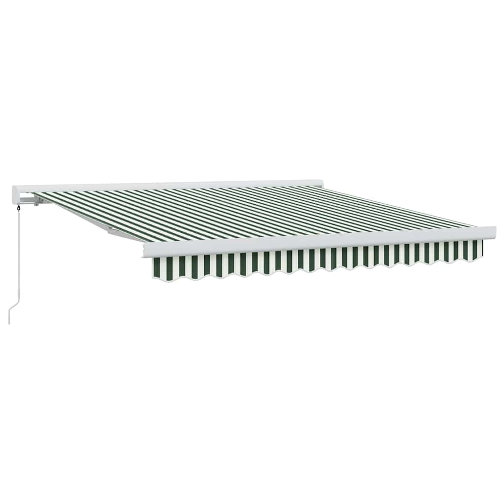 Toldo Retráctil Verde Y Blanco 350 X 250 Cm Lona Y Aluminio_0