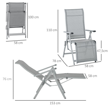 Outsunny Tumbona Plegable De Jardín Sillón Ajustable En 10 Posiciones Con_2