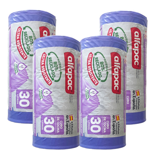80% Reciclado 4 Rollos De 15 Bolsas De Basura 30l Con Autocierre_0