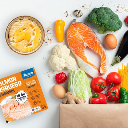 Dumón - Salmon Noruego En Conserva Al Natural 160gr - Rico En Omega 3, Proteínas Y Antioxidantes - Salmon Noruego En Lata - Pack De 12 Unidades_1