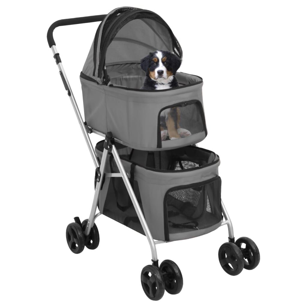 Vidaxl Cochecito Doble De Perros Plegable Tela Oxford Gris 83x48x97cm_1