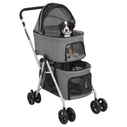 Vidaxl Cochecito Doble De Perros Plegable Tela Oxford Gris 83x48x97cm_1