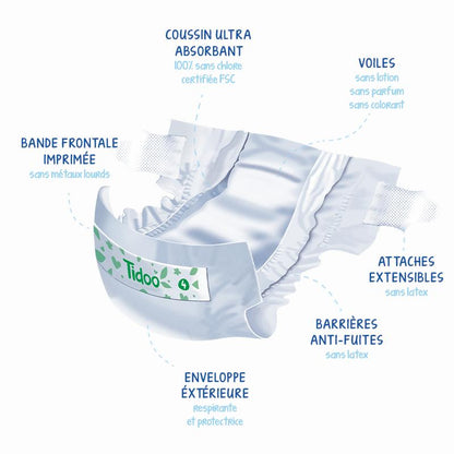 Pañales T4 Maxi (7/18 kg) Tidoo, 50 unidades