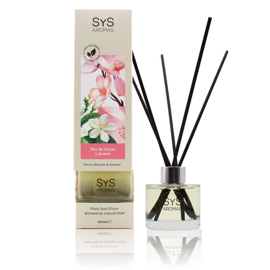 Sys Aromas Ambientador Mikado Flor De Cerezo Y Jazmín - Botanical - Sin Alcohol - Larga Duración - 100 Ml Con 5 Varillas_0