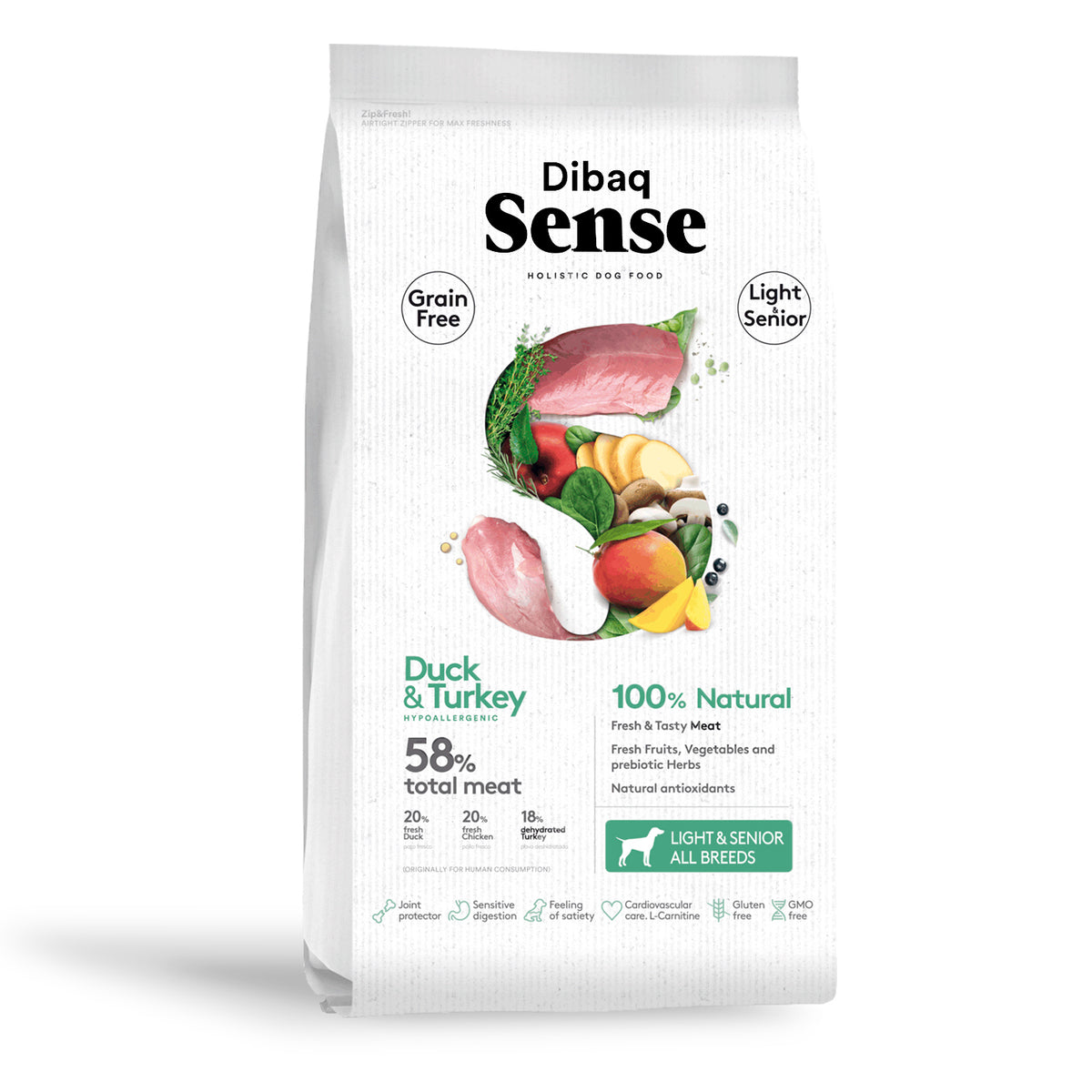 Dibaq Sense Grain Free Pato Y Pavo Light Or Senior 12 Kg_0
