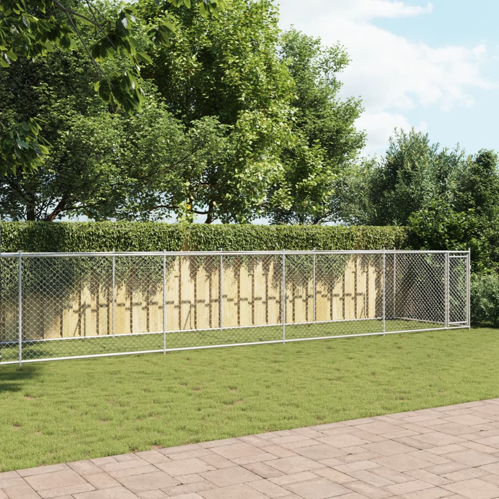 Jaula De Perros Con Puerta Acero Galvanizado Gris 12x2x1,5 M_2