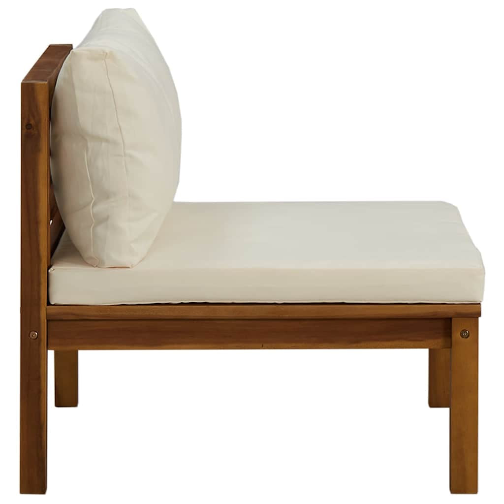 Vidaxl Sofá Intermedio Seccional Cojín Blanco Crema Madera De Acacia_4