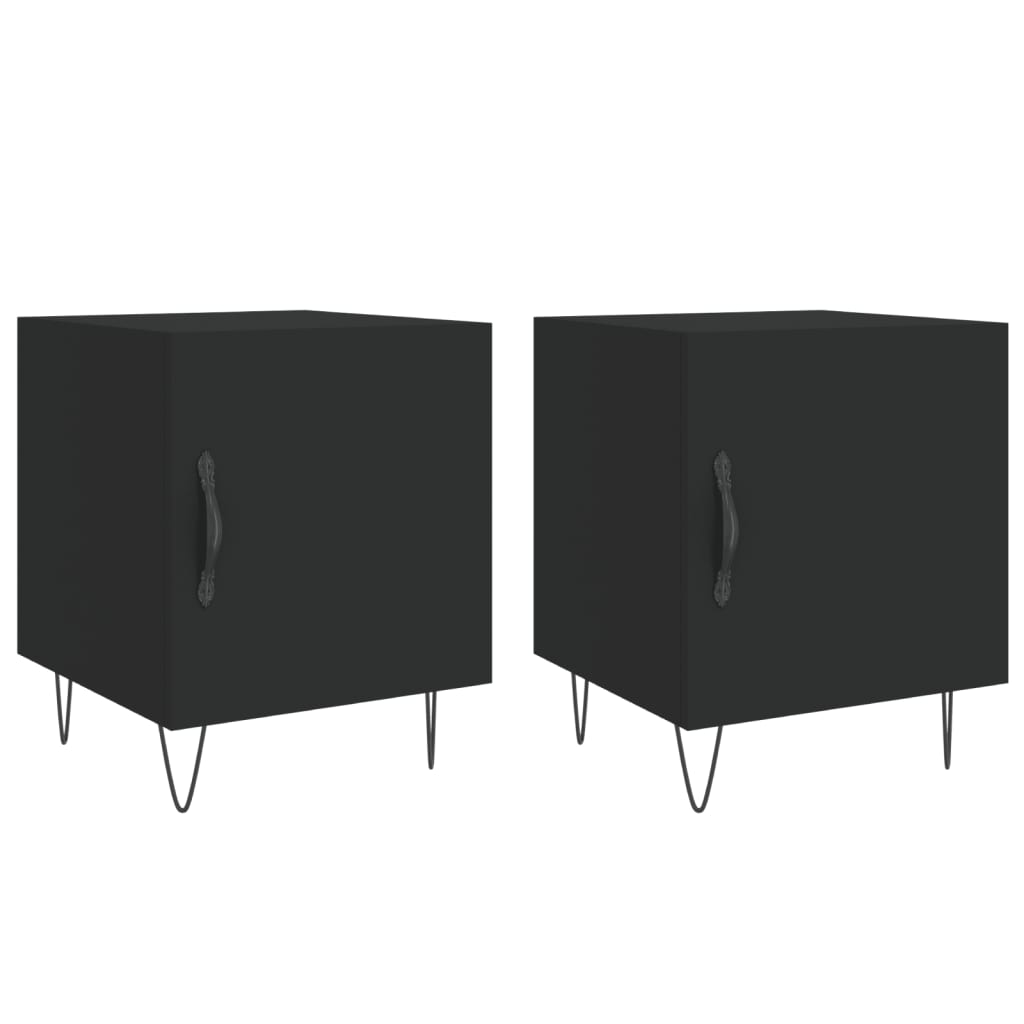 Mesitas De Noche 2 Uds Madera De Ingeniería Negro 40x40x50 Cm_0