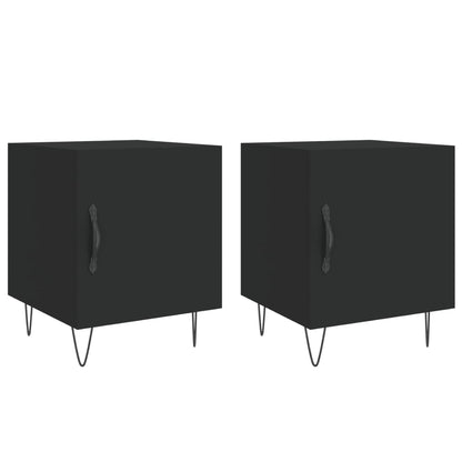 Mesitas De Noche 2 Uds Madera De Ingeniería Negro 40x40x50 Cm_0