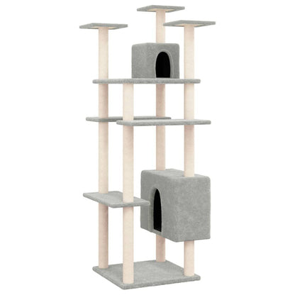 Vidaxl Rascador Para Gatos Con Postes De Sisal Gris Claro 162 Cm_0